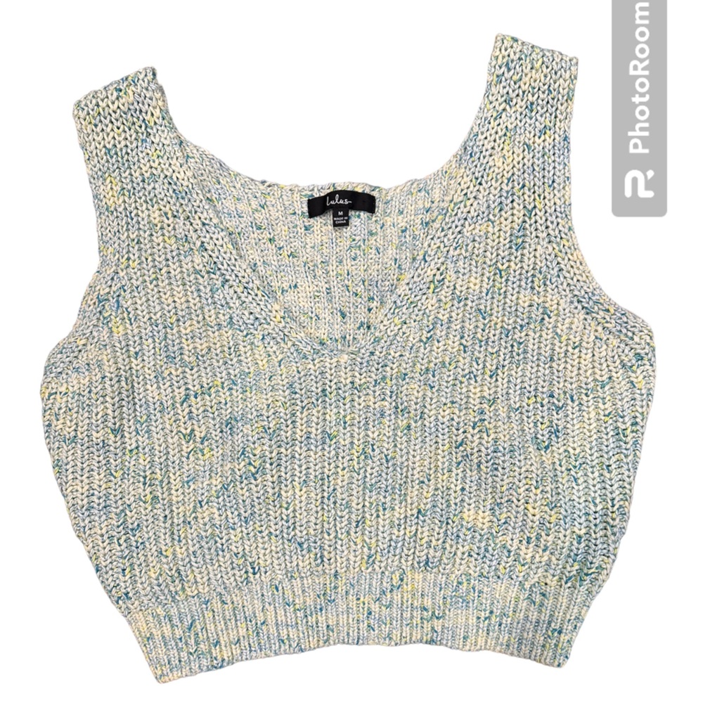 Lulus Crochet V Neck Top Beach Colors Women’s Size Medium
